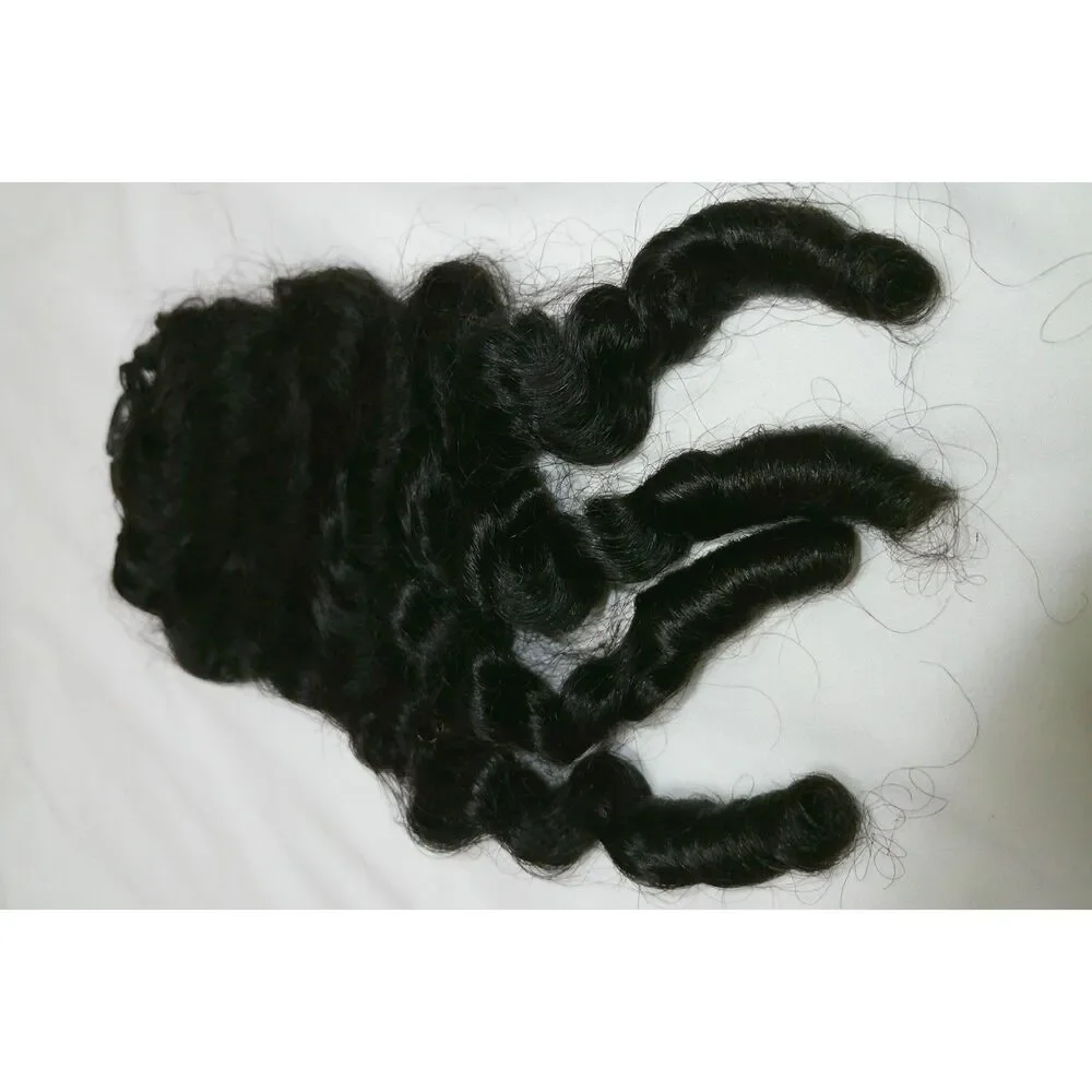 New 16in Burmese Curly Crochet Human Hair 60g 50 Strands Natural Black 1B